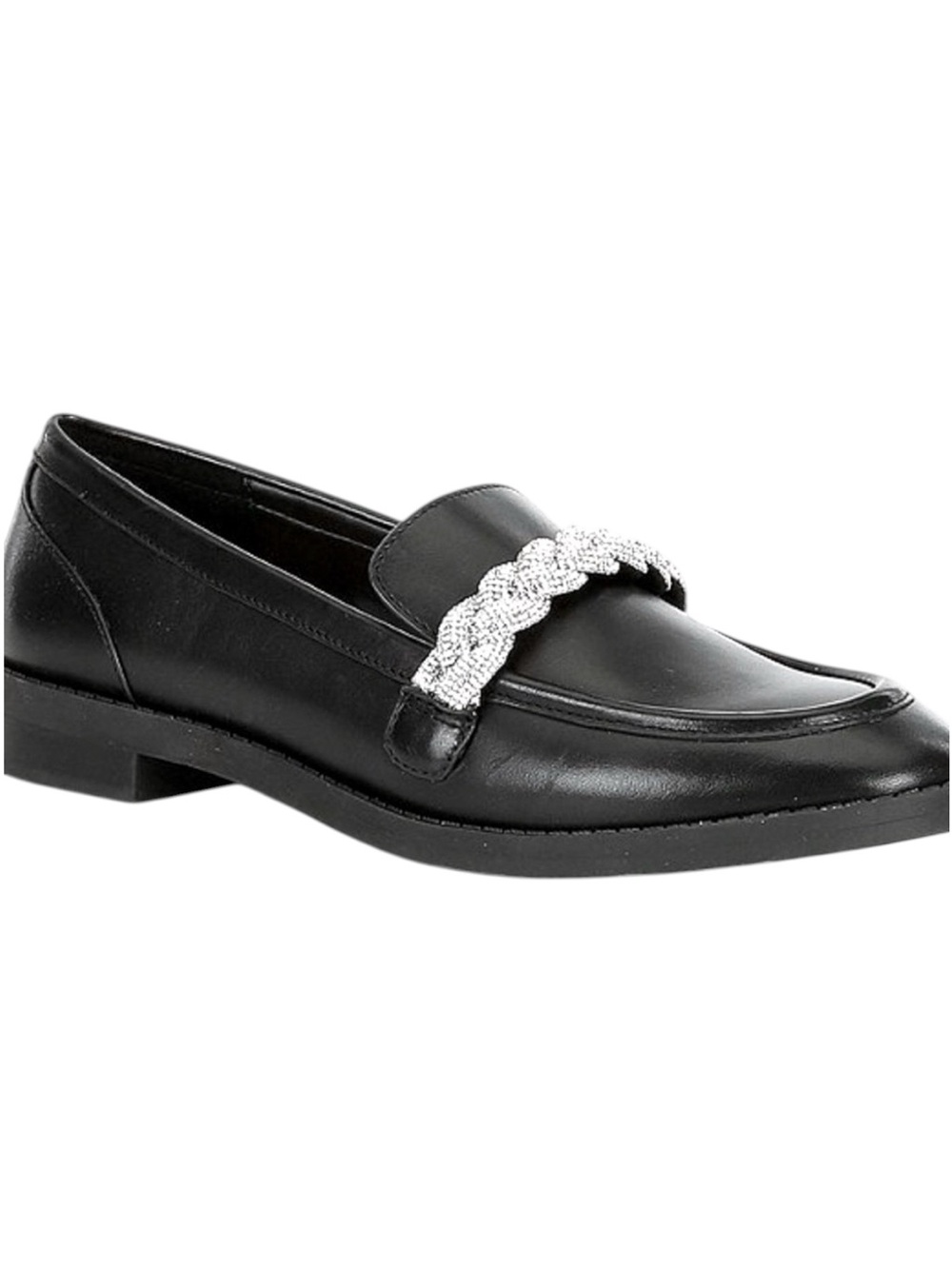 Gianni Bini Leather Rhinestone Braid Loafers